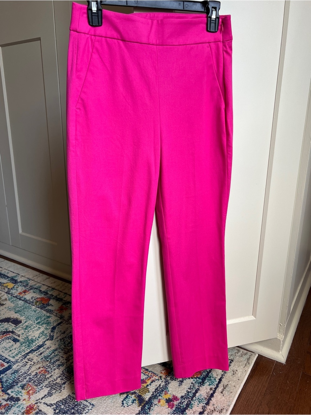 J.CREW Remi Pants Women 4 Neon Azale Pink Slim Straight Leg NEW Stretch AG172
